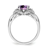 14k White Gold Amethyst and Diamond Ring